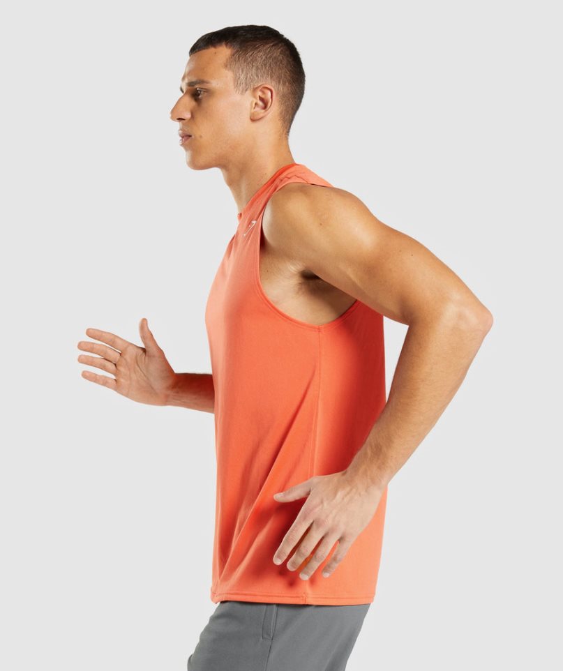 Men's Gymshark Arrival Sleeveless Tanks Orange | CA 765ADN